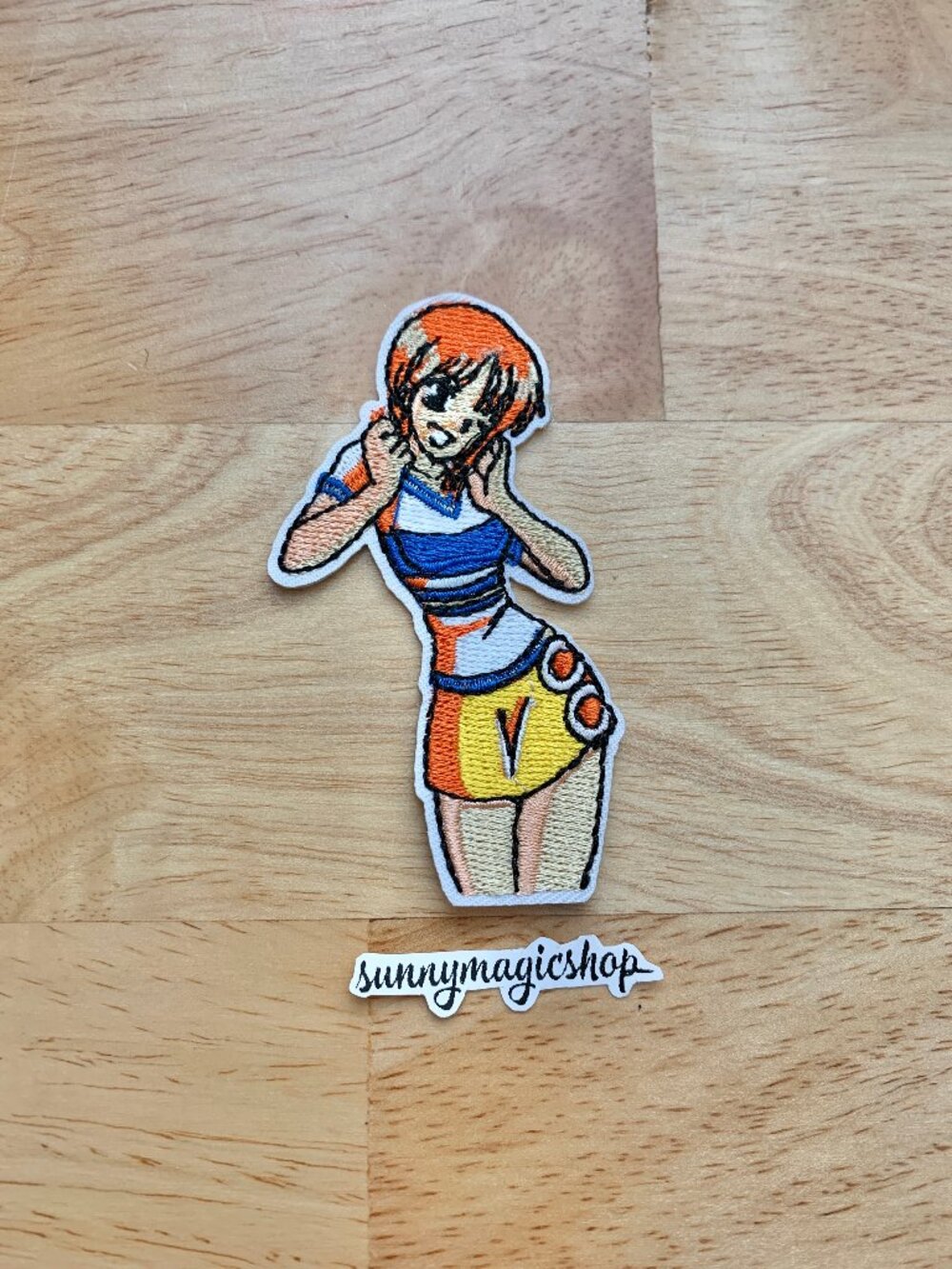 One Piece Anime Embroidered Patch Nami Orange Hair Girl Navigator